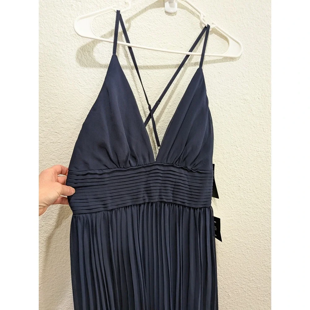NWT Lulus Depths of My Love Navy Maxi Dress XL V Neck Cross back Formal Prom - Picture 7 of 14